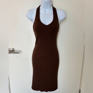 Elegant Backless Brown Dress